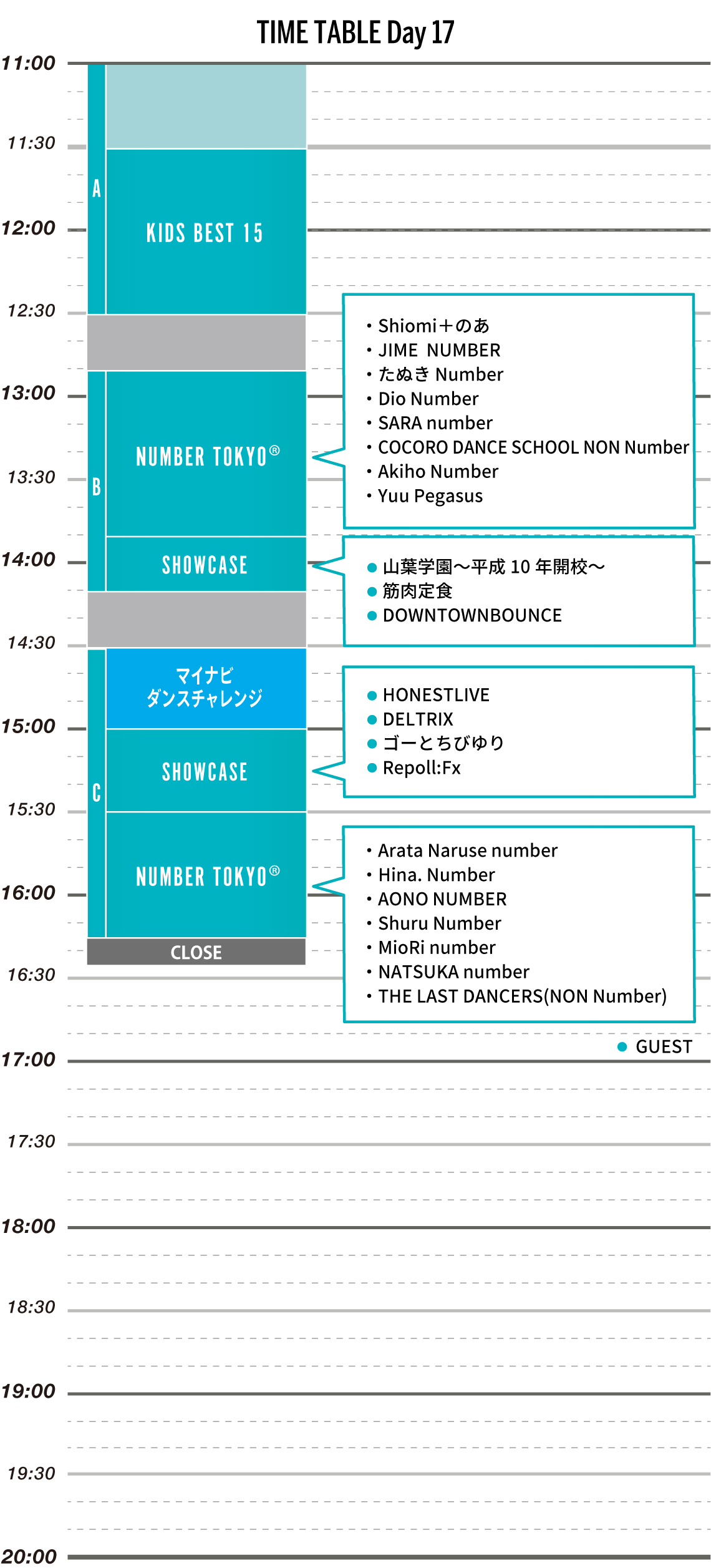 sky STAGE TIME TABLE